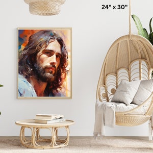 Retrato de Jesús, el Salvador Segacious: Decoración cristiana para el hogar (impresión digital)