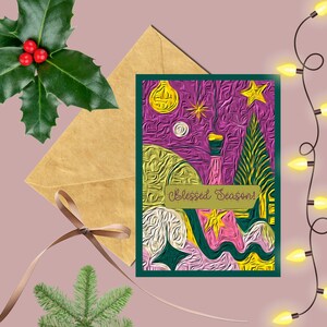 Zoete artistieke kerstkaartenset, digitale print, kerstkaarten met christelijk thema, olieverfontwerp religieuze kerst, instant download