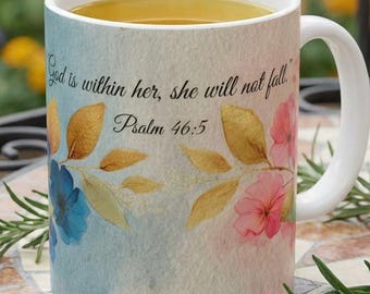 Taza "Dios está dentro de ella", taza de café cristiana para mujeres, taza con versículo bíblico, taza inspiradora de fe religiosa, regalo para el Día de la Madre