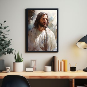 Retrato de Jesús: Arte cristiano en tonos neutros (impresión digital)