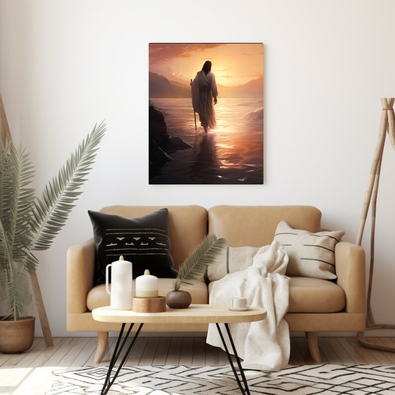 Jesus serenity on Water Christian Faith Artwork for Living Room