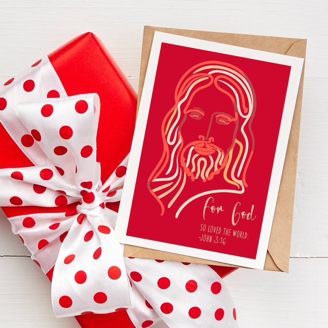 Unique Jesus Art Christmas Cards Bible Verse Holiday Etsy