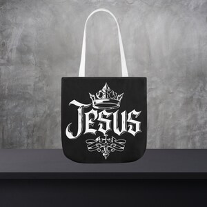 Cool King &quot;Jesus&quot; Tote Bag, Hope Tote, Bible Bag, Shoppers Bag, Christian Artistic Farmers Market Bag,Jesus Art Drawing, Reusable Lunch Sack