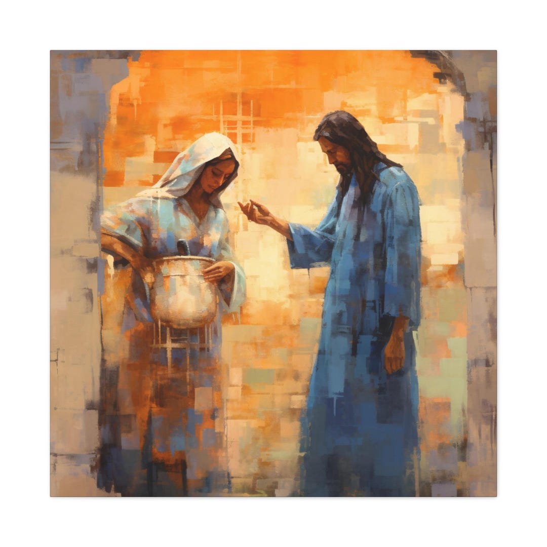 Jesus and Samaritan Woman Canvas Print: Religious Impasto Art - Etsy