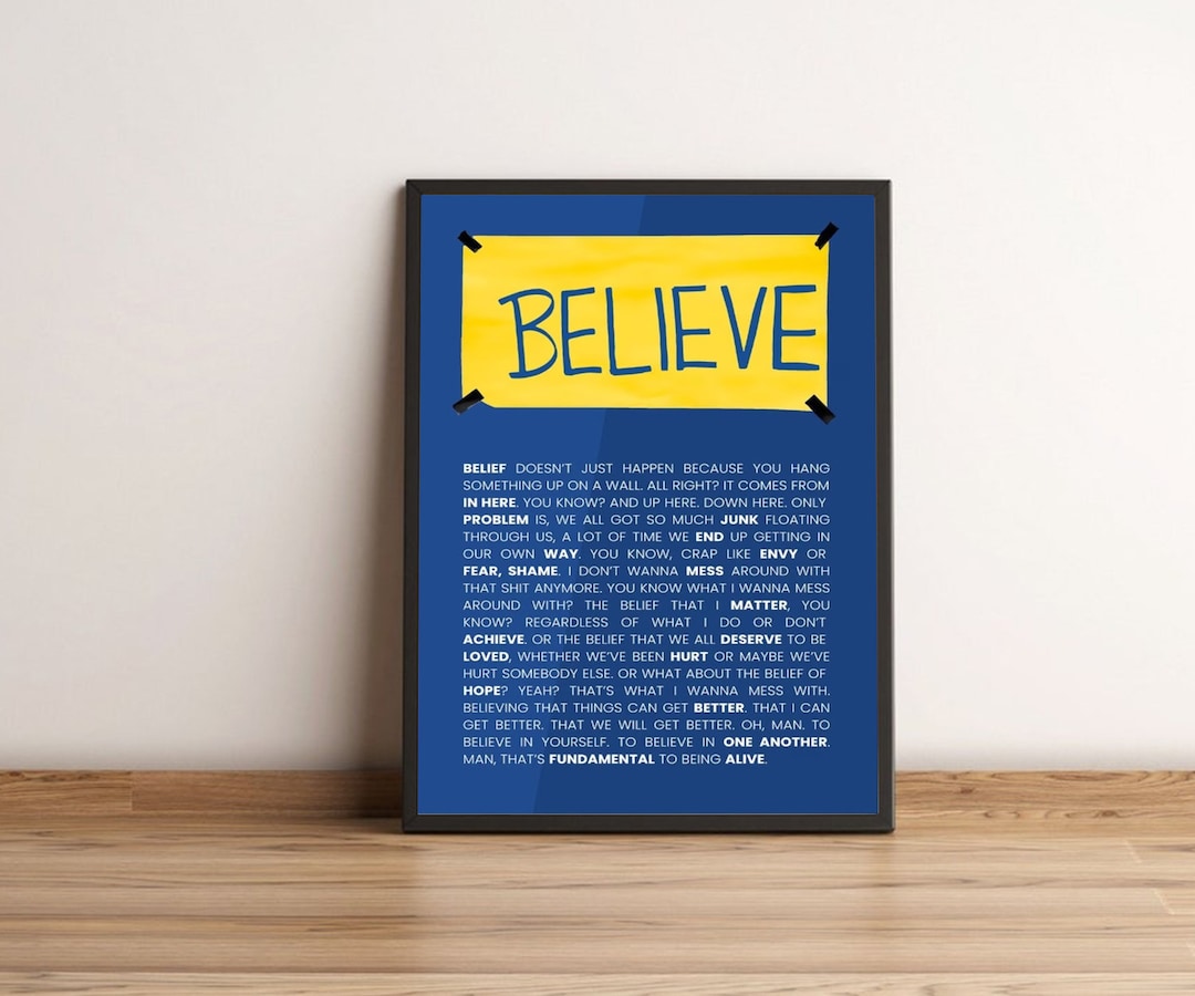 Ted Lasso Believe Speech Quotes Poster Home Decor Etsy