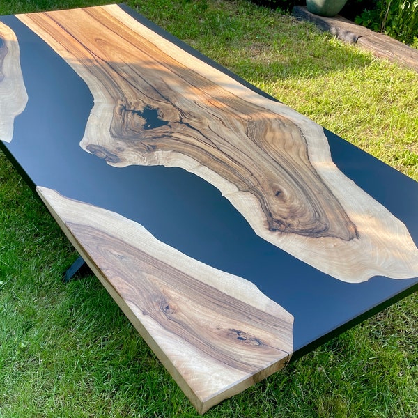 Solid Walnut, Epoxy Table, Live Edge, Resin Table, River Epoxy Table