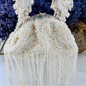 Bolso de mano PearlAllOver, colección de bodas, bolso de mano de lujo. Bolsos
