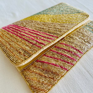 Multicolor Beaded Envelope Clutch: Handmade Evening Bag