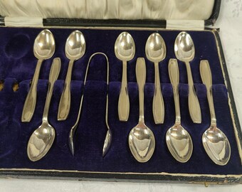 Vintage Silver Plate EPNS Teaspoons and Silverplate EPNS Cake Forks Boxed Set