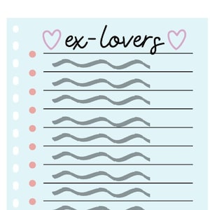 Ex Lovers List Sticker (with writing)
