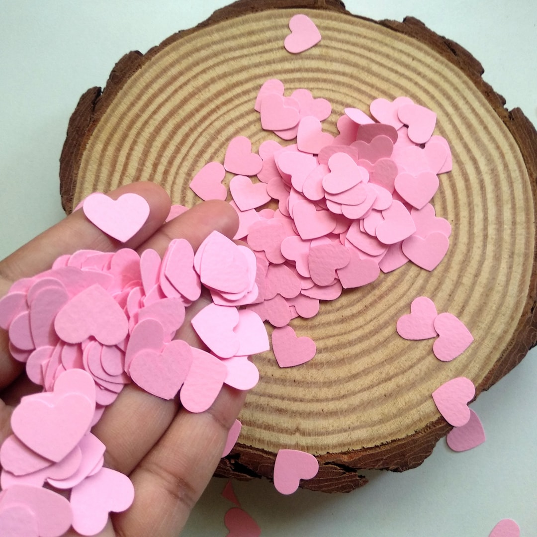 Pink Heart Confetti, Paper Hearts for Baby Girl Bday Party, Gender
