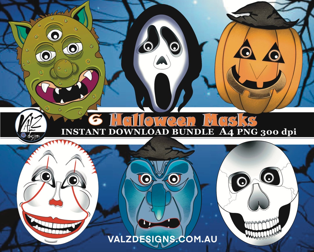 Halloween Masks Download Printable Paper Masks Halloween - Etsy