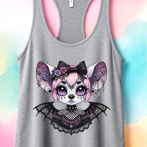 Kawaii Goth Dog Shirt - Aesthetic Gothic Pet Tee, Cute Pastel Goth Dog Tank, Edgy Dog Graphic Shirt, Streetwear Pet Outfit, Alt Fashion