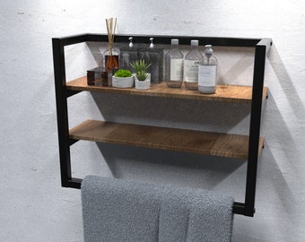 Bathroom Towel Hanger with Shelf, Modern Wall Mounted Towel Rack, Convenient Towel Storage Solution