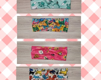 Vet tech headbands, veterinarian, veterinary, dog headband, cat headband, animal lover