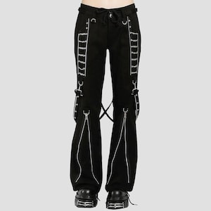 Mens Gothic Punk Black Skirt Trousers Loose Wide Leg Dancing Hip Hop Long  Pants