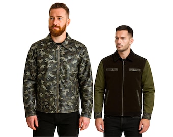 Reversible Camo Bomber Jacket - Men's Military Style Olive Outerwear