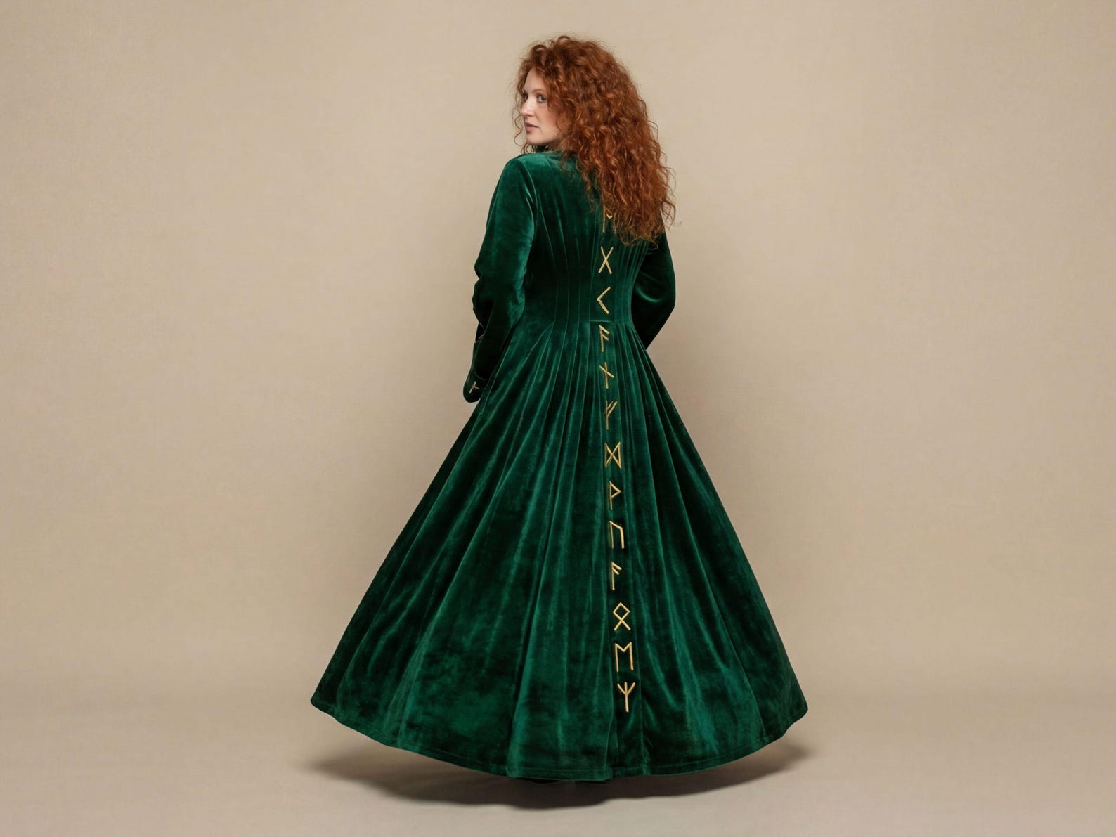 Emerald Green Velvet Witch Robe Long Sleeve Kimono Style Coat for Witch ...