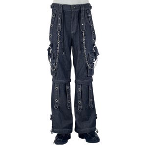 Convertible Gothic Punk Cargo Pants: Chains, Straps, Detachable Legs