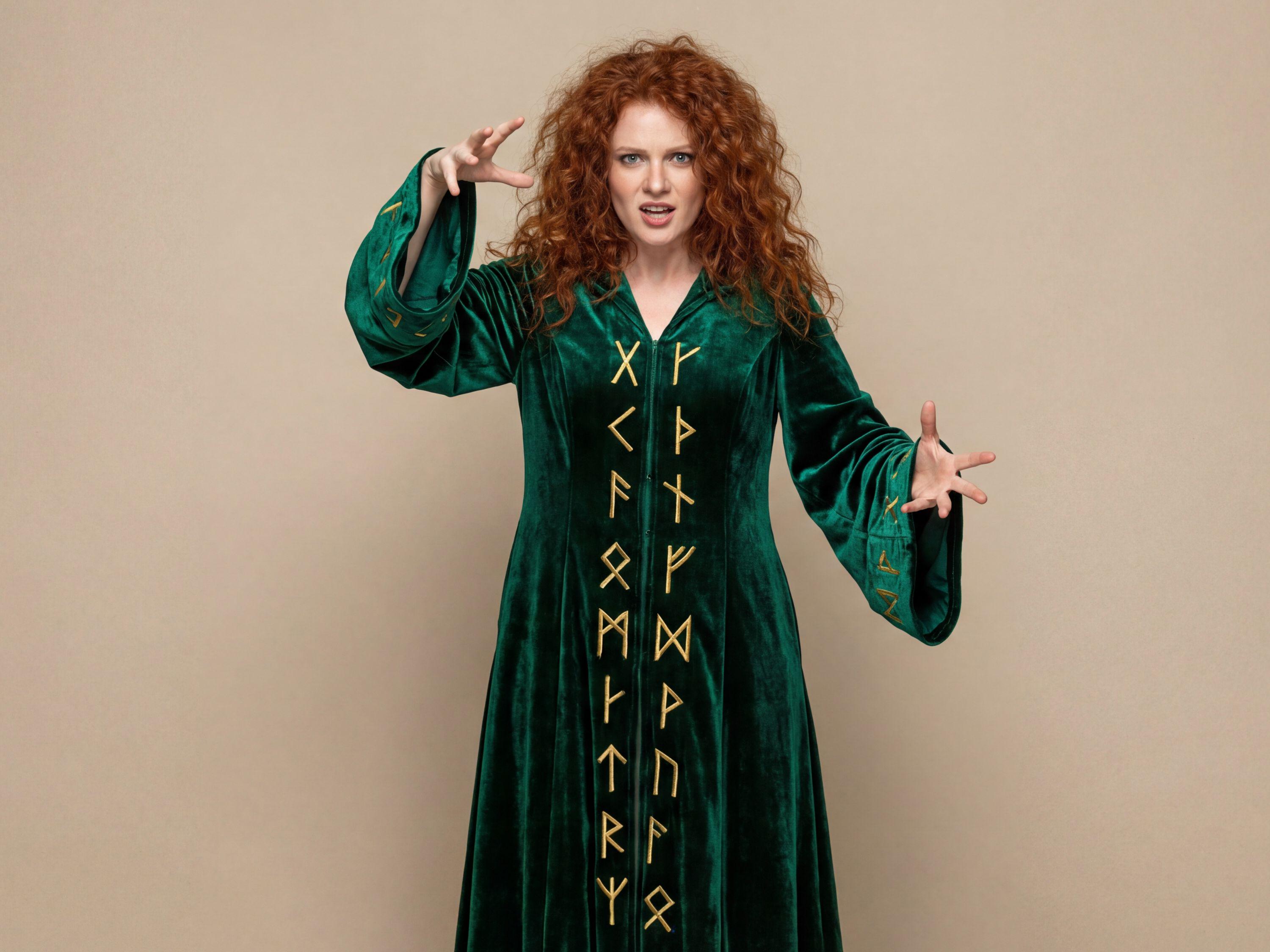 Emerald Green Velvet Witch Robe Long Sleeve Kimono Style Coat for Witch ...