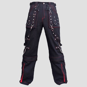 Red cargo sales pants with chain
