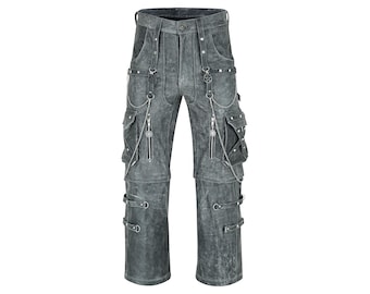 Pantalones cargo góticos punk: pantalones técnicos con pernera desmontable