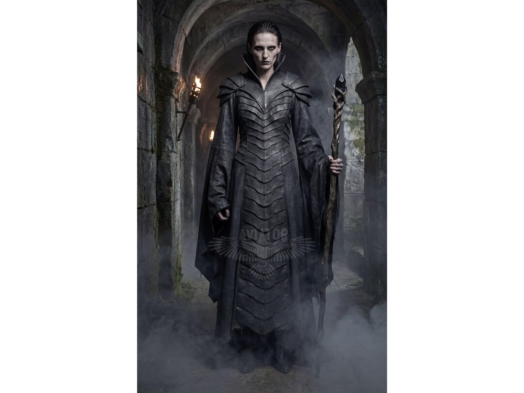 Dragon Scale Wizard Robe & Armored Leather Coat for Women | Gothic ...
