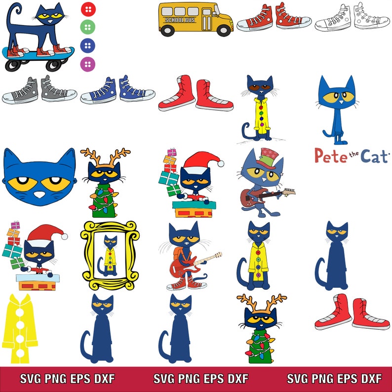 Pete the Cat SVG Bundle LAYERED Cricut Filesinstant Download Etsy