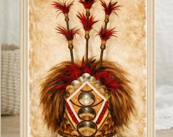 Samoan Tuiga Art 1x Impresión / Tuiga Samaoan Head Piece / Ilustración cultural de la isla (Descarga digital)