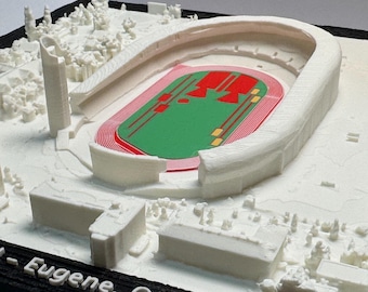 Maqueta 3D del estadio Hayward Field en Eugene, Oregón: Miniatura coleccionable de un monumento emblemático.