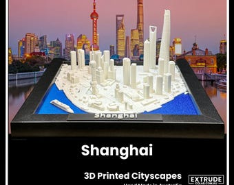 Paisaje urbano de Shanghái en 3D: enmarcado y con detalles de lujo.