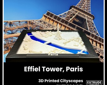 Torre Eiffel, París, paisaje urbano en 3D: enmarcado y con lujosos detalles.