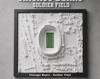 Maqueta impresa en 3D del estadio Soldier Field de los Chicago Bears, regalo para aficionados de los Bears, decoración de escritorio de fútbol americano, exhibición de estadios de la NFL