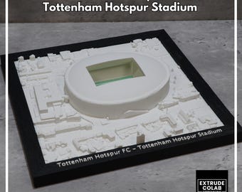 Modelo 3D del estadio del Tottenham Hotspur: regalo para aficionados al fútbol con texto personalizado.