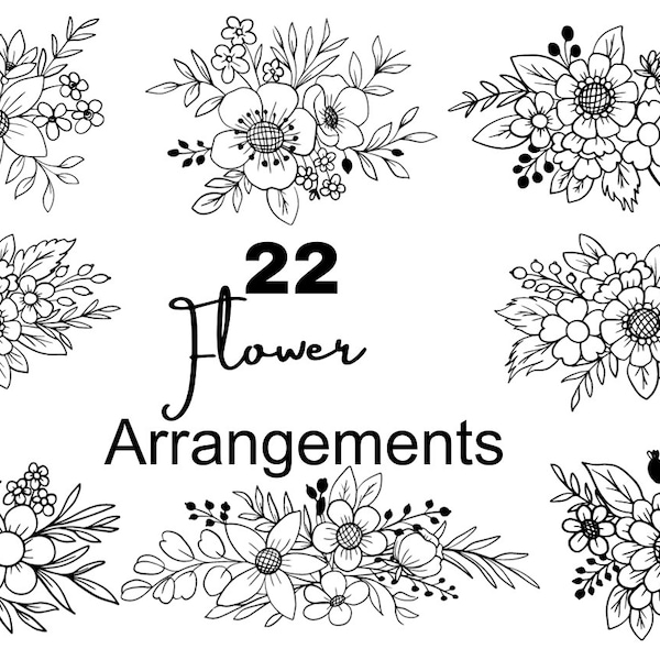 Floral arrangement svg, png, jpg | Flower svg bundle | Floral border svg | Flower bouquet svg | Floral bundle clipart | Commercial use
