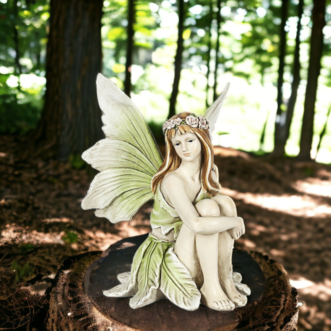 Sitting Garden Fairy, Flower Faerie Statue, Fairy for Indoor / Outdoor