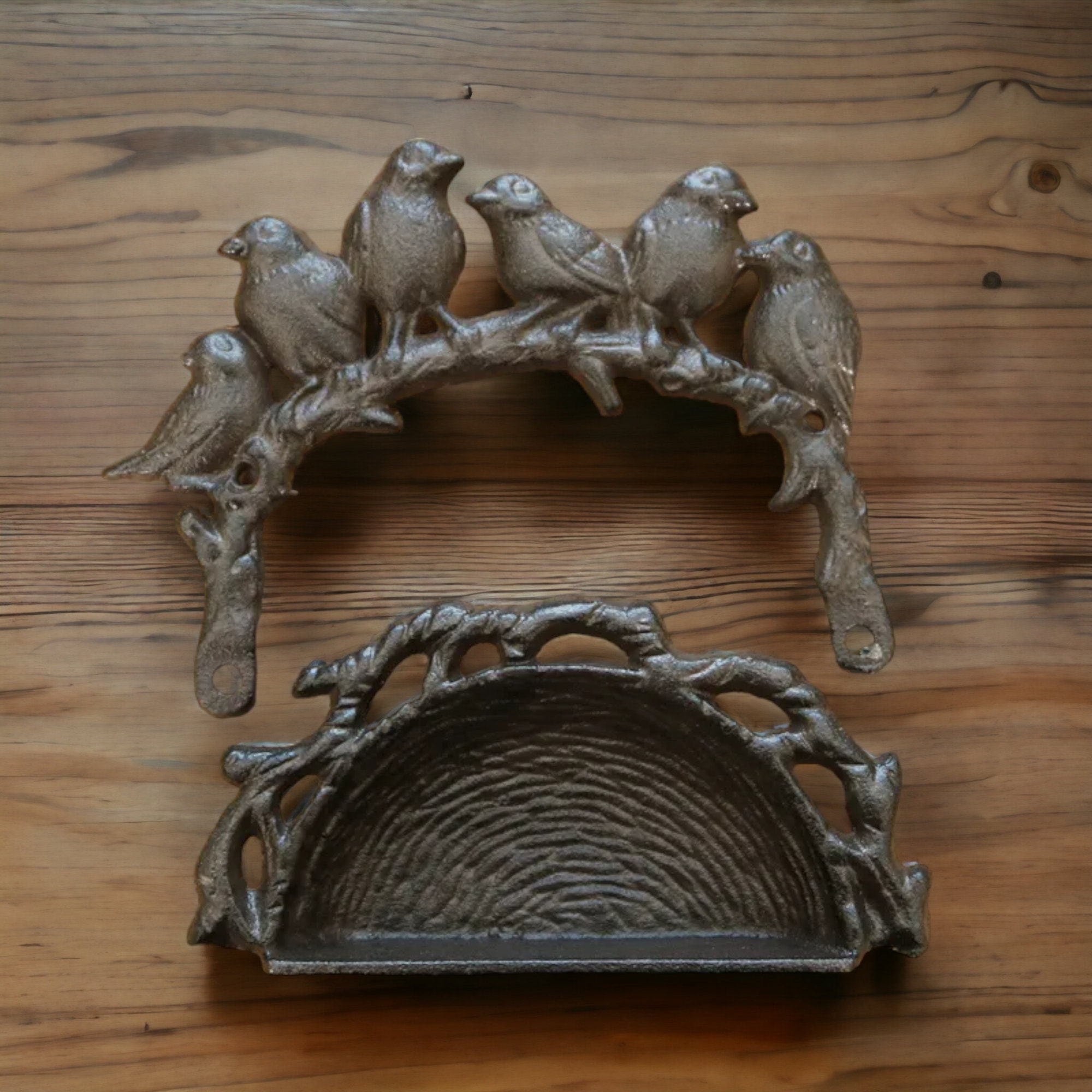 Cast Iron Wall Bird Feeder Bird Bath Wall Mounted Rustic Etsy