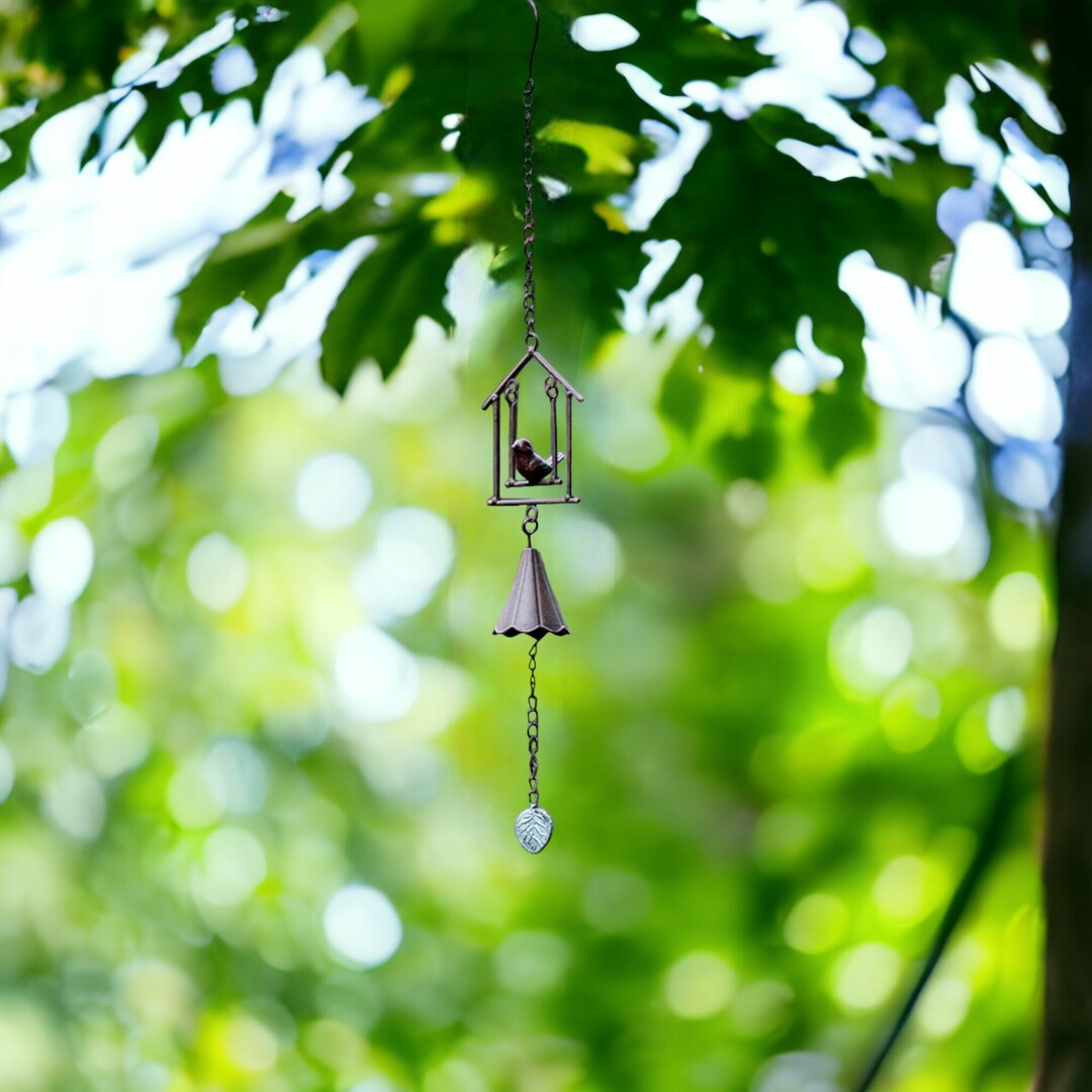 Cast Iron Bird Wind Chime, Bell Pendant Chime, Cast Iron Decorations