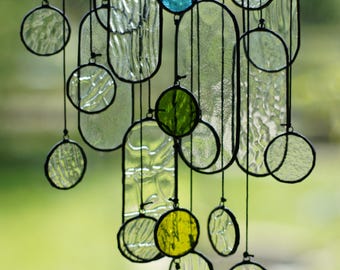 Chakra Stained Glass Mobile: Rainbow Suncatcher for Yoga Studio