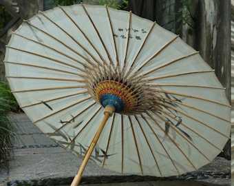 Parapluies en papier huilé faits à la main avec des motifs dessinés à la main et un savoir-faire très fastidieux.