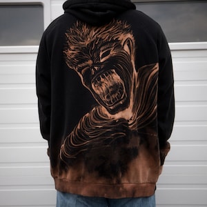 Berserk Guts hand painted bleach dyed custom made hoodie