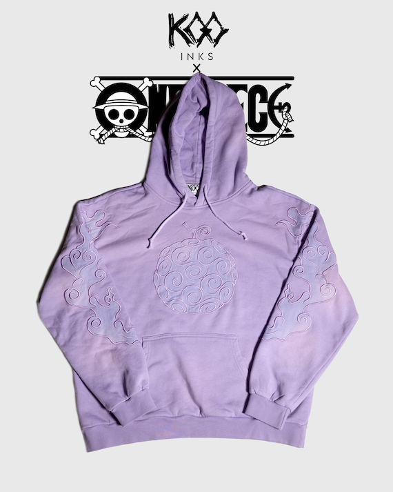 One Piece Gear 5 Luffy - Devil Fruit embroidered hoodie (Purple/Blue)