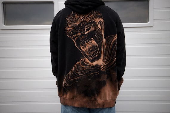 Berserk Guts Hand Painted Bleach Dyed Custom Made Hoodie Etsy