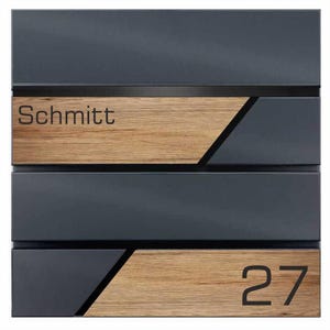 EDELSTAHL Briefkasten Massivholzoptik Eiche Zeitungsrolle Personalisiert 60152-UV-15_EICHE
