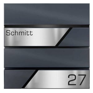Premium Briefkasten mit Zeitungsfach Anthrazit - Postkasten personalisiert mit Familienname Straße und Hausnummer Wandbriefkasten 60152-UV-2