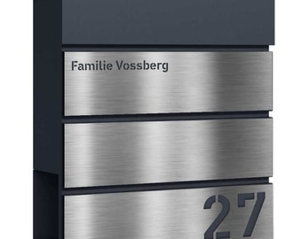 Letterbox wall mailbox newspaper compartment with stainless steel laser name plate Wi_BK_64255_Laser