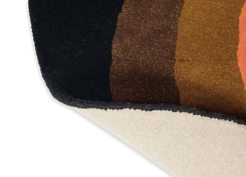 Sunflower Orla Kiely Round Rug 100% Woolen Hand Tufted Area Rug for ...