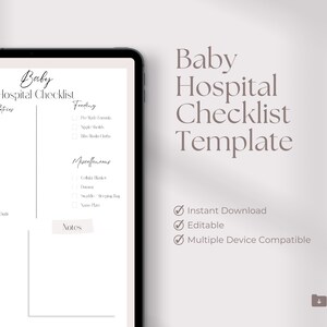 Digital Baby Checklist, Hospital Essentials Organiser, Organised Baby Supplies, UK