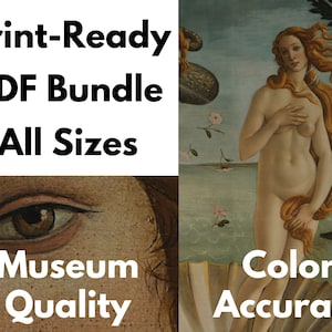 HQ Print-ready of The Birth of Venus by Sandro Botticelli, PDF Bundle in All Sizes, Instant Download