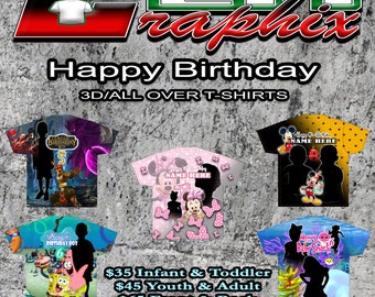 3D Shirt, All Over Shirt, Children's Birthday Shirt, Custom Shirt, 217 Graphix, Birthday Shirt